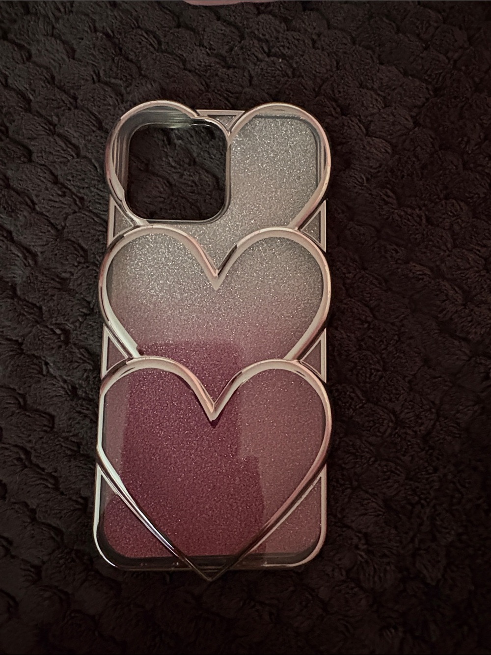 Glitter Gradient Heart Phone Case in Pink and Silver- iphone 16 pro max